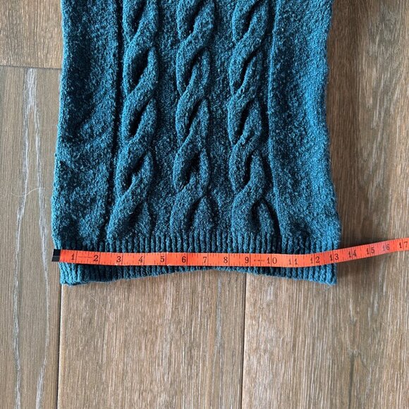 Free People Cable Foldover off the Shoulder sweater in teal size small - Picture 6 of 10